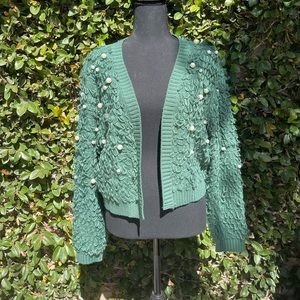 Green pearl cardigan